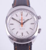 Omega, a gents manual wind 'Chronostop' wristwatch in steel, rare white rally dial with orange