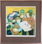 Beryl Cook (1926-2008) 'Art Class' signed print, stamped JCE, overall size 66cm x 63cm (including