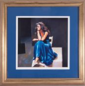 Robert Lenkiewicz (1941-2002) 'Anna in Blue' signed limited edition print 267/500, 38cm x