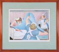 Beryl Cook (1926-2008) 'Angels' signed print, stamped FLB, 31cm x 40cm, framed and glazed.