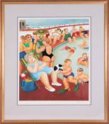 Beryl Cook (1926-2008) 'Bathing Pool' signed print, stamped JDC, overall size 72cm x 60cm (including