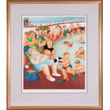 Beryl Cook (1926-2008) 'Bathing Pool' signed print, stamped JDC, overall size 72cm x 60cm (including