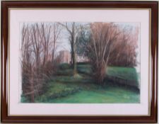 Sue Wills (Contemporary Plymouth artist) 'Mount Edgecombe' pastel, signed and dated 1998, 44cm x