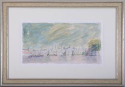 Terry McKivragan (1929 - 2012) 'Arriving at Horse Guards Parade', signed, watercolour, 45cm x