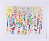 Fred Yates (1922-2008) 'Street Scene' signed limited edition print 14/95, 48cm x 60cm, framed and