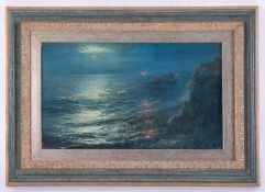 Guillermo Gómez Mayorga (Mexican 1887-1962), 'Seascape' oil on canvas, signed, 23cm x 38cm, framed.