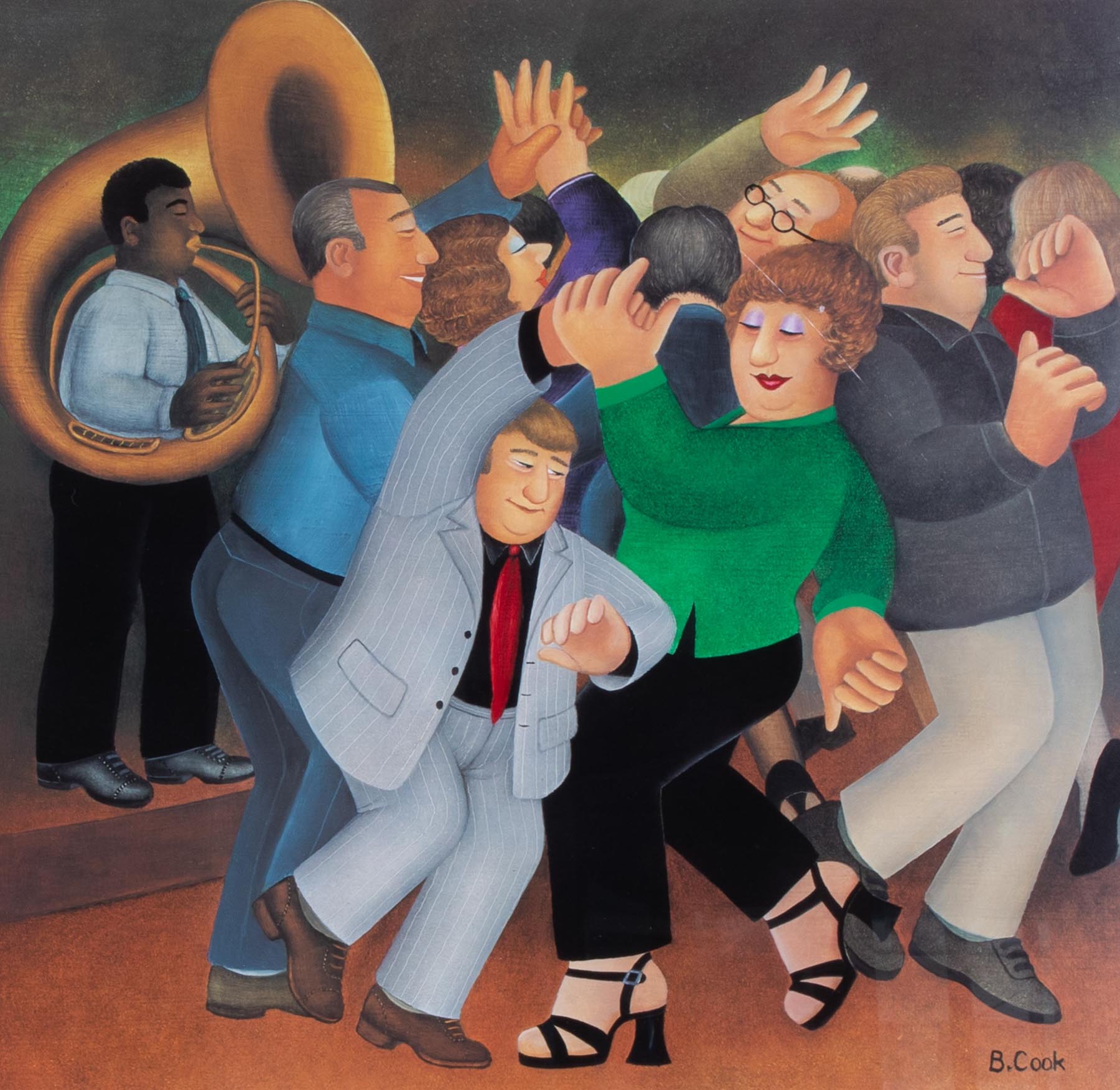 Beryl Cook (1926-2008) 'Jiving To Jazz' signed limited edition print 193/650, overall size 81cm x - Image 2 of 2