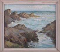 John Wheatley, (1892-1955) oil on board, coastal marine scene, signed, 50cm x 60cm.