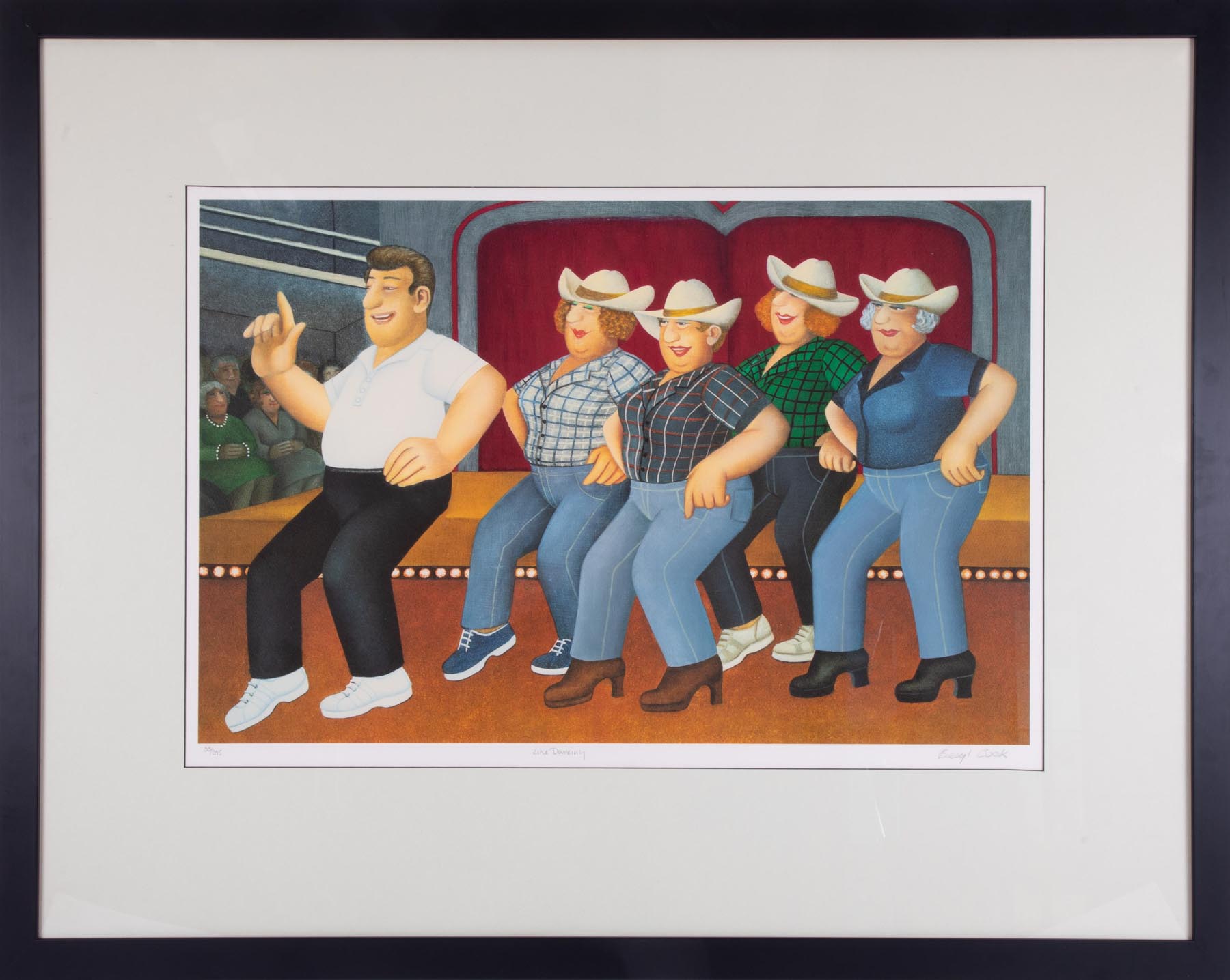 Beryl Cook (1926-2008) 'Line Dancing' signed limited edition print 33/395, overall size 82cm x 103cm