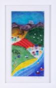 Lou from Lou C fused glass, original glass work, titled 'Tis Proper Kernow', signed, 45cm x 22cm,