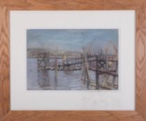 Bernard Sickert (1863-1932), 'Landing Stage' pastel, 27cm x 42cm, framed and glazed.