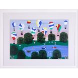 Gordon Barker (contemporary Devon artist), 'Boating Lake' signed acrylic, 44cm x 66cm, framed and