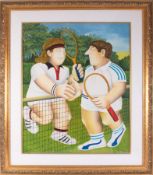 Beryl Cook (1926-2008) 'Tennis' signed print, 297/300, overall size 97cm x 115cm (including