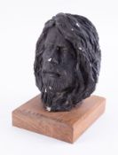 Robert Lenkiewicz, plaster sculpture (bust), on wood plinth, in the style of Richard Clarke,