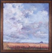 Christopher Deakin, 'Lowland Corn' signed oil on canvas, 79cm x 79cm, framed.