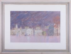 Terry McKivragan (1929 - 2012) 'View over Horse Guards Parade' acrylic on board, signed, 23cm x