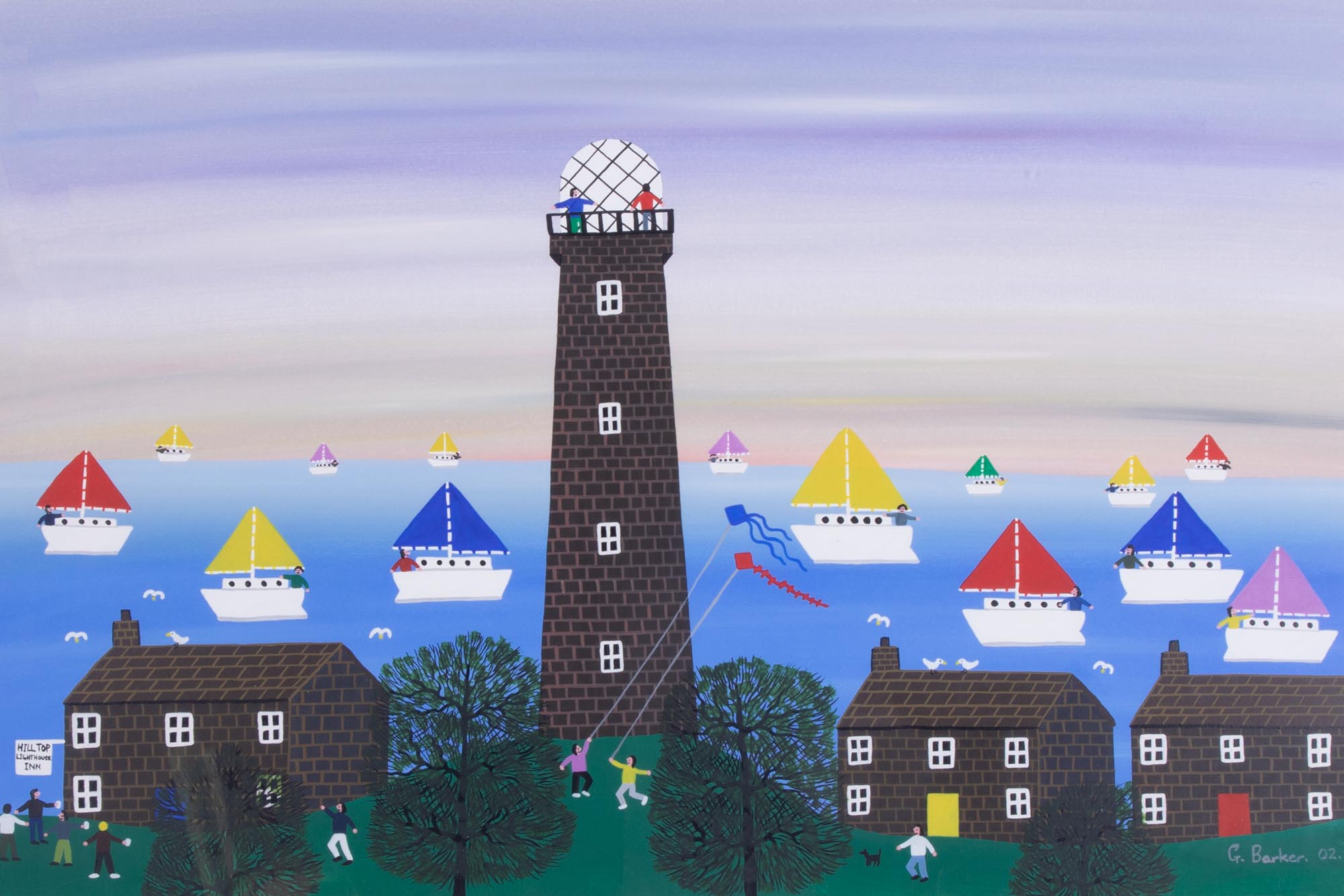 Gordon Barker (contemporary Devon artist), 'Hill Top, Lighthouse Inn', signed and dated 02, acrylic, - Image 2 of 2