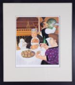 Beryl Cook (1926-2008) 'Dining In Paris' signed limited edition print 335/650, overall size 81cm x