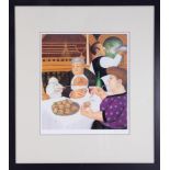 Beryl Cook (1926-2008) 'Dining In Paris' signed limited edition print 335/650, overall size 81cm x