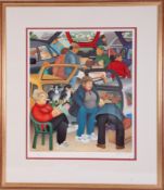 Beryl Cook (1926-2008) 'Boot Sale' signed limited edition print 569/650, overall size 73cm x 63cm (