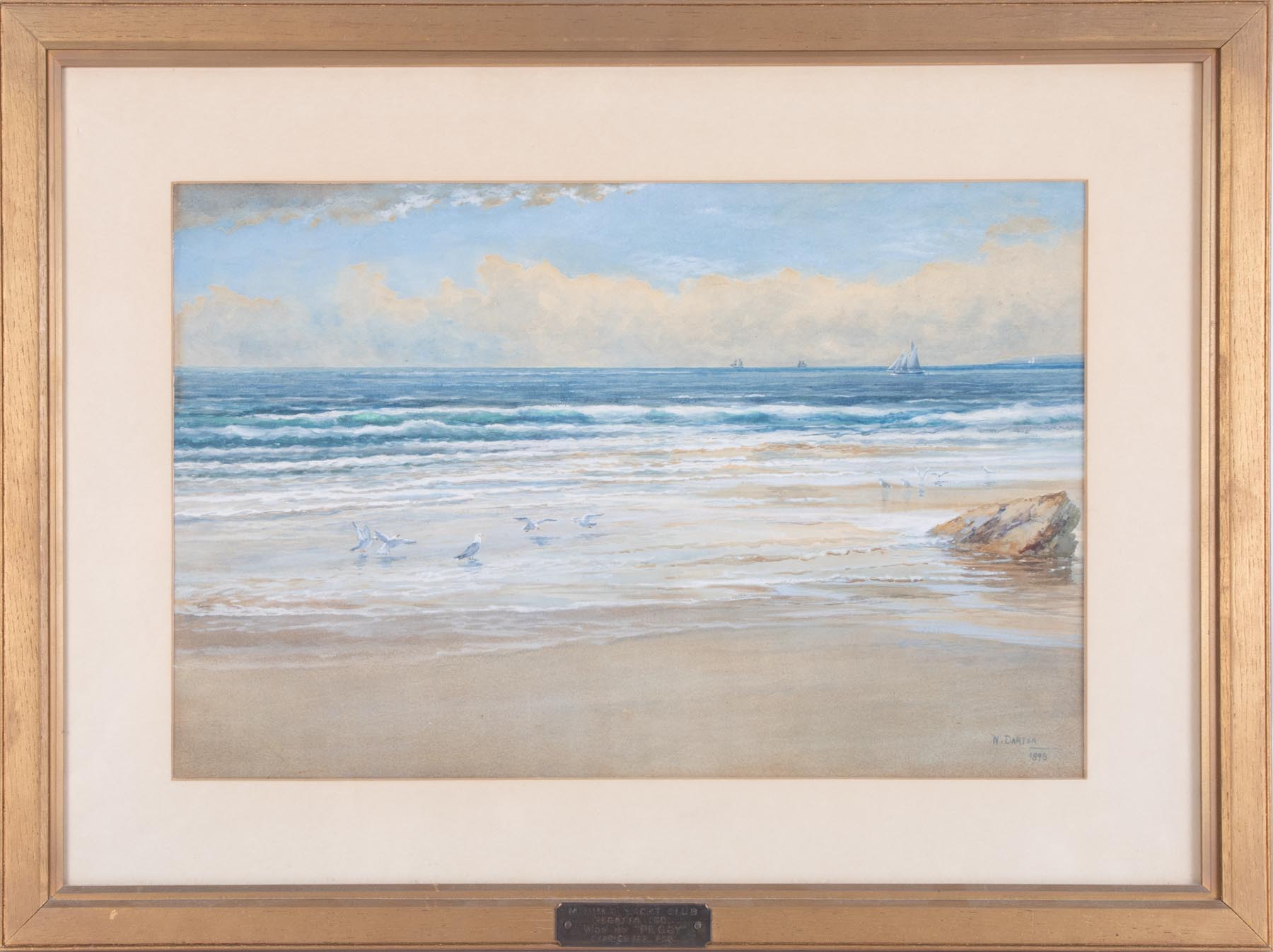 W.Darton, watercolour 'Seascape' signed and dated 1898, 29cm x 45cm, framed and glazed.
