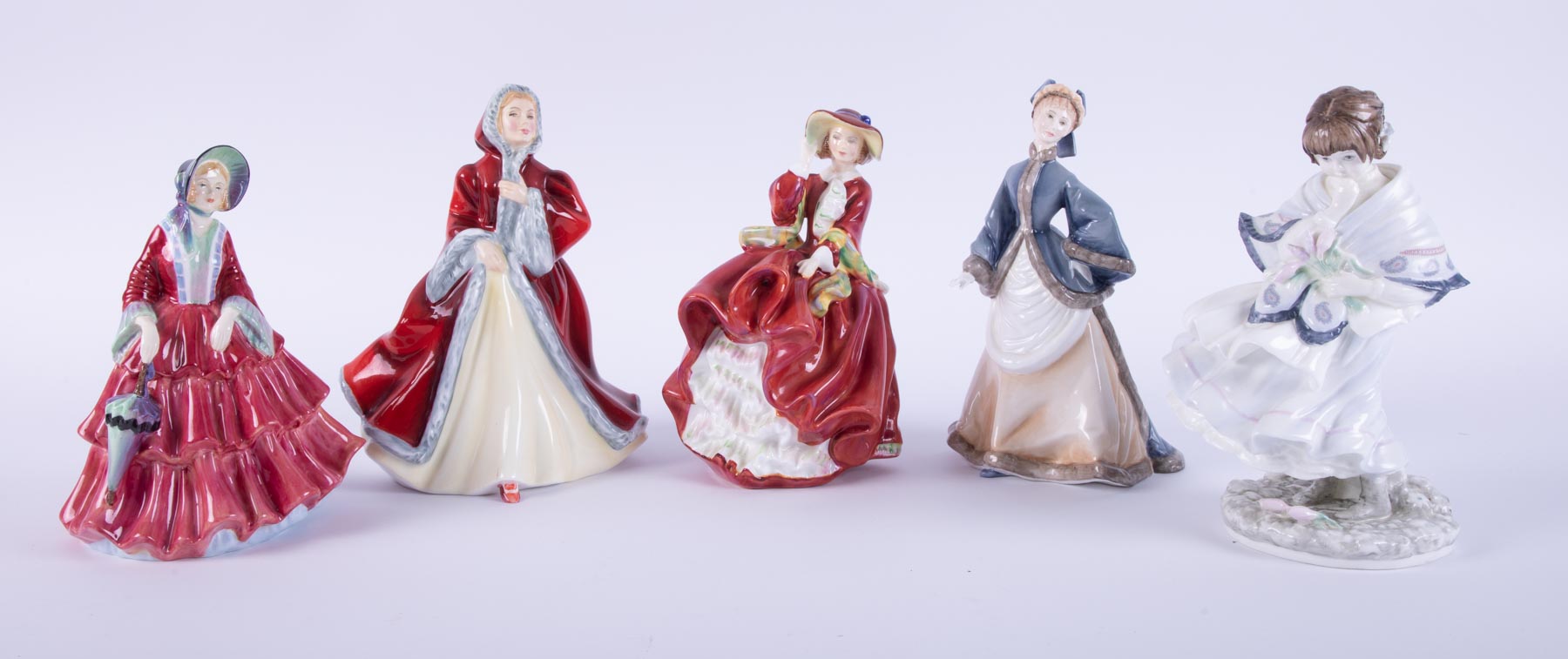 Five figurines including Royal Doulton 'Rachel' HN2936, Royal Doulton 'Top O' The Hill'