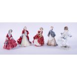 Five figurines including Royal Doulton 'Rachel' HN2936, Royal Doulton 'Top O' The Hill'