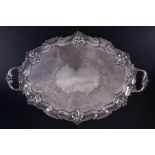 An Edwardian silver twin handled serving tray Edward Barnard & Sons, London circa 1902 with engraved