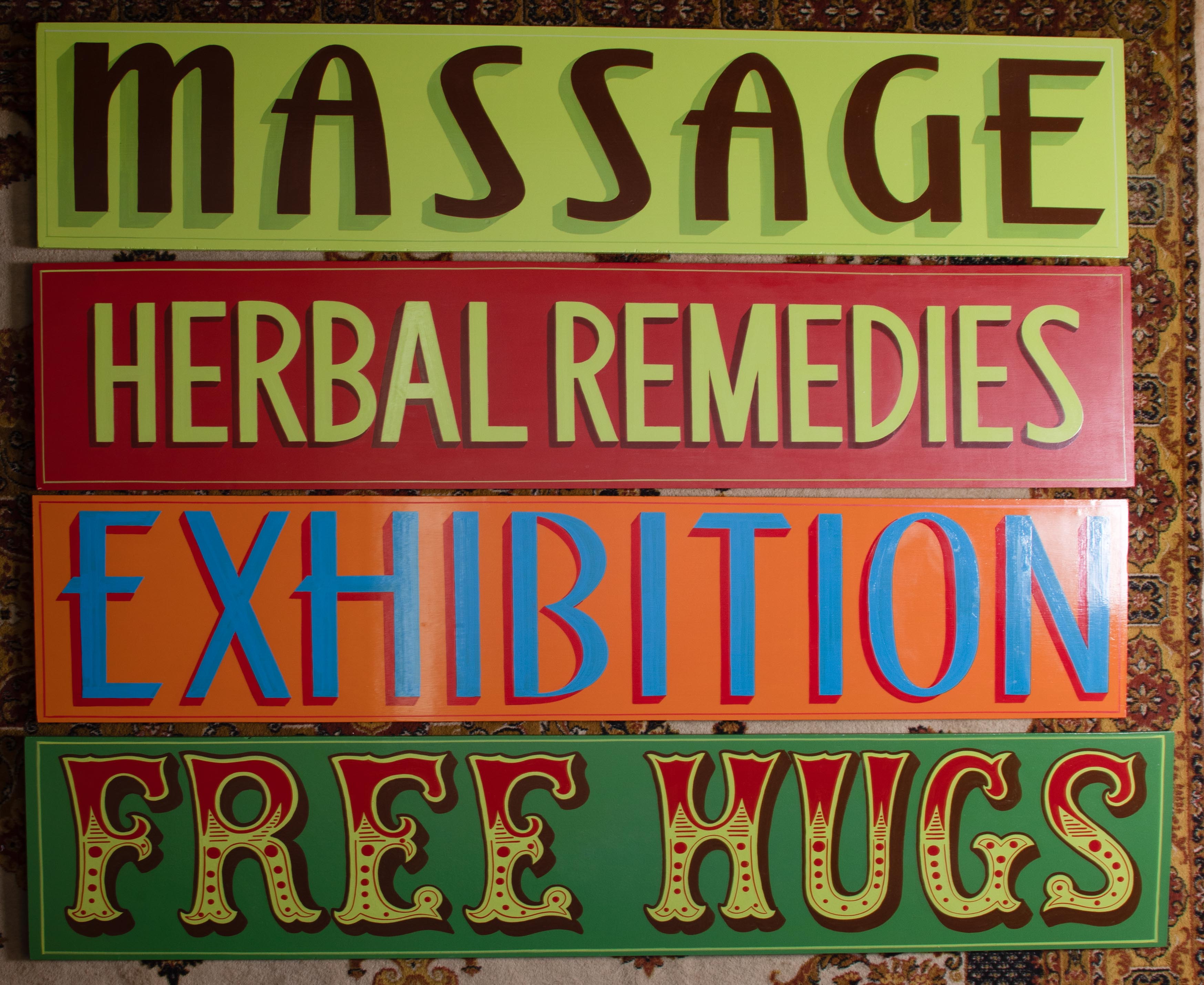 An original signwriters sign, hand painted in oil based enamel paint, the base colours mainly in oil