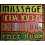 An original signwriters sign, hand painted in oil based enamel paint, the base colours mainly in oil