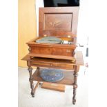 A Victorian Orphenion walnut table polyphon music box. Considered the very best table music boxes to