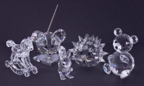 Swarovski Crystal Glass, small collection including Hedgehog (possibly whiskers glued), Mouse (