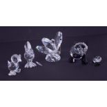 Swarovski Crystal Glass, small collection including Panda, Butterfly, Chick, Cockrell (damaged),