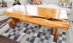 A New Zealand Sharky coffee table built by Sharky Tables of Havelock, New Zealand in Kahikatea