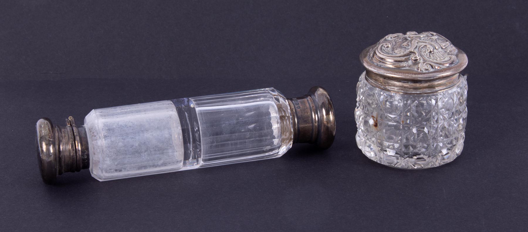 A Victorian silver double end scent bottle, London hallmark,c1859-60, makers mark HF together with a