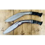 Two pre WWII Kukri knives, the wooden handle knife the blade length is 30cm, other 33.5cm.