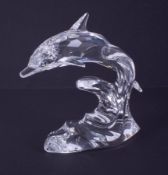 Swarovski Crystal Glass, 'Dolphin on Wave', boxed.