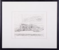 Rose Hilton, 'Sleeping Figure' etching, signed limited edition 33/75, 15cm x 19cm, framed