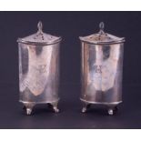 A pair of Geo V silver pepper pots, Birmingham hallmark, letter U 1919-20, makers mark CB & S,