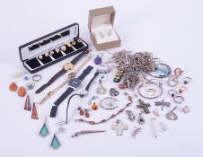 A large quantity of silver, costume jewellery & watches to include a Kit Heath silver ring, Pierre
