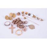 A selection of mixed gold jewellery to include a 22ct gold wedding band, 4.76gm, a selection of