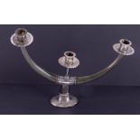 An unusual Eastern white metal (silver?) and horn two branch candelabra, height 26cm.