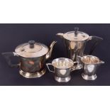 A mid 20th century silver four piece tea service, Sheffield, circa 1952, makers mark E.V (probably