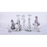 Collection of nine Lladro figurines including Nuns, Ducks etc (some damage).