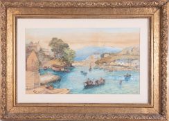 J.B.Babb, watercolour 'Noss Mayo on the river Yealm', signed and dated 1900, with receipt on