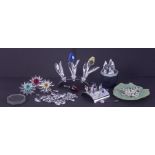 Swarovski Crystal Glass, mixed lot including mini Tulips, larger Tulips, stands etc (red tulip