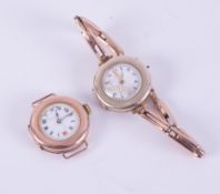 A 9ct gold cased watch on a 9ct rose gold stretch bracelet, 18.78gm and a 9ct rose gold cased