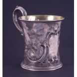 A Victorian silver gilt lined cup decorated with leafs, London hallmark, letter S 1853-54, makers
