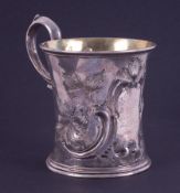 A Victorian silver gilt lined cup decorated with leafs, London hallmark, letter S 1853-54, makers