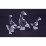 Swarovski Crystal Glass, collection of four Geese, boxed.